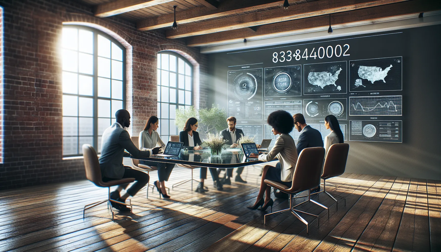 diverse team discussing telecommunications in a modern office.